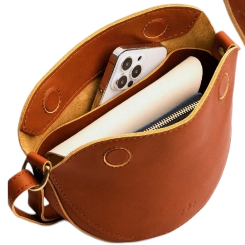 Portland Leather Wine Red Crescent Crossbody Bag - Picture 8 of 10